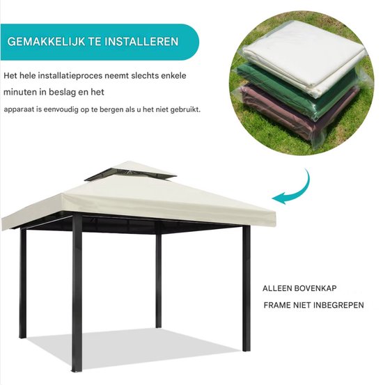 Partytent dak Opulence grijs - 3x3m doek - Tentdoek - Vervangend dak voor tent - Paviljoen - Waterdicht