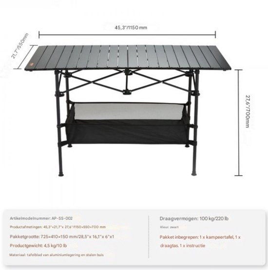 Campingtafel - Inklapbare - picknicktafel - 4 personen - Camping klaptafel inklapbaar - Kinderen & volwassenen