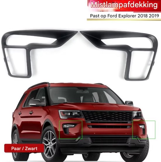 Mistlichtcover Zenix - Mistlicht Cover Bezel - Bescherming voor Ford Explorer (2018-2020) - Zwarte Bekleding