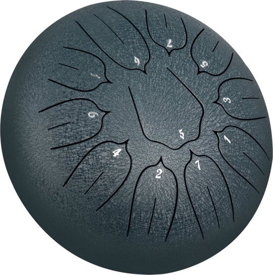 Tongue drum Deluxe - 25cm - Handpan Handtrommel - Tongtrommel staal - Steel Tong - 11 tonen Percussie Instrument - Klankschaal set - Marine blauw