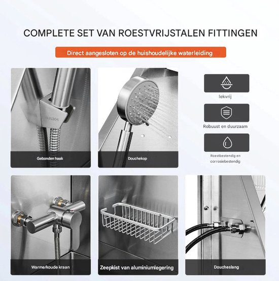 Hondenbad Professioneel - Hondentrimmer - Afvoer Kit - Warm & Koud Water Slangen - RVS