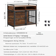 Hondenbench - Hondenhok - Hondenkooi - Hondelkennel - Hout en RVS - Hondentransportbox - Bijzettafel - Voor binnen en buiten