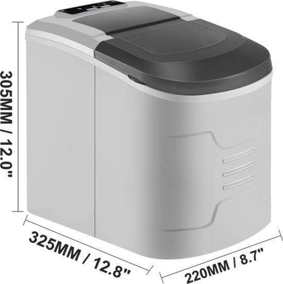 Professionele ijsblokjesmaker - 12KG - Grijs - 12L - Compact ontwerp