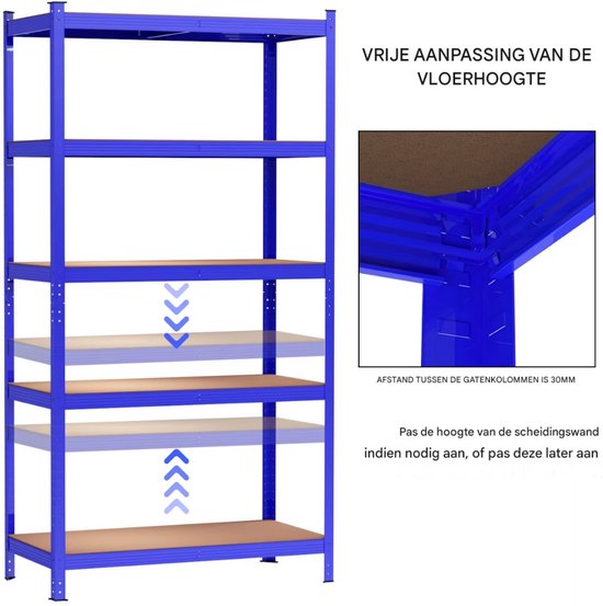 Opbergrekken Vaylen - Garage Rekken - 5-Tier Metalen Opslagplanken 180x90x40 cm - Industrieel Zware Lasten - Voor Schuur, Werkplaats & Opbergruimte