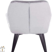 Happyment Luxe Eetkamerstoelen - Velvet Grijs - Fauteuils met armleuning - Woonkamerstoelen - Keukenstoelen - Kuipstoel - Set van 1