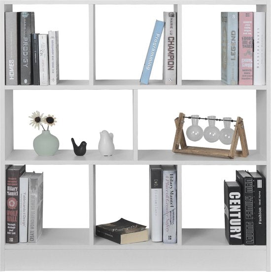 Bolt Edge Boekenkast Malda - 8 Vakken - Wit Hout - Woonkamer - Slaapkamer - Kinderkamer