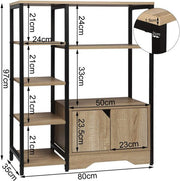 Boekenkast Merri - Industrieel - 6 Lagen - Oak/Zwart - Boekenrek - Woonkamer, slaapkamer en kinderkamer - Hout/Metaal - 80x35x97cm