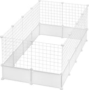 Happyment Dierenren Larry - XXL Ren Deluxe - Verstelbaar - Voor binnen - Puppyren - Kleine dieren - Kittens - Wit - 142 x 71 x 53cm