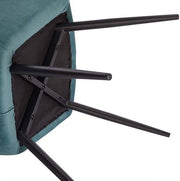 Bolt Edge Eetkamerstoel - Turquoise Velvet - Zwarte Metalen Poten - Set van 1