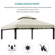 Partytent dak Fioren grijs - 3x3m doek - Tentdoek - Vervangend dak voor tent - Paviljoen - Waterdicht - Grijs