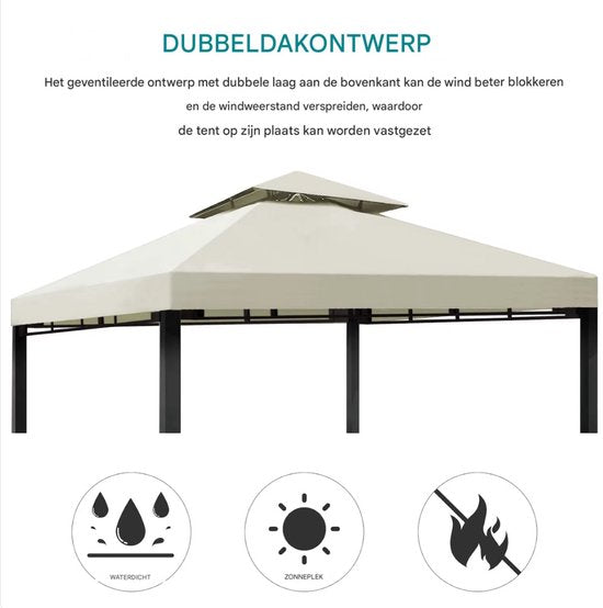 Partytent dak Fioren grijs - 3x3m doek - Tentdoek - Vervangend dak voor tent - Paviljoen - Waterdicht - Grijs