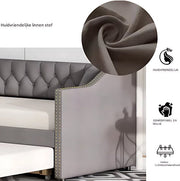 Opulence Slaapbank voor 2 personen - 90 x 200 cm - Logeerbed - Zetelbed - Gestoffeerd - Grijs