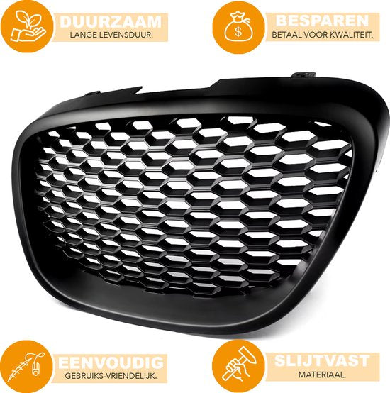 Voorbumper - Voor Seat Leon MK2 1P 2006-2009 - Auto accessoires - Mesh grille - Hittebestendig - Mat Zwart