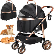 2-in-1 Hondenbuggy Fioren - Huisdieren wandelwagen - Reiswagen Hond - Comfort - Voor Honden en Katten - Opvouwbare Huisdierwagen met 360° Wielen - Met boodschappenmand - Hondenbox met Autobevestiging - Max. Belastbaarheid 25kg
