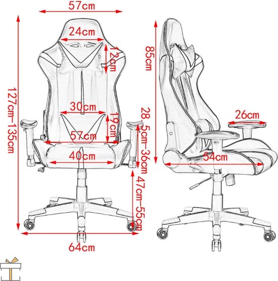 Bolt Edge Luxe Gamestoel - Ergonomisch - Verstelbaar - Zwart/grijs - Voor gamers