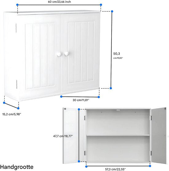 Badkamerkast Bolivi - Opbergkast - Staand hoog - Badkamermeubel - 4-Laags - Wit