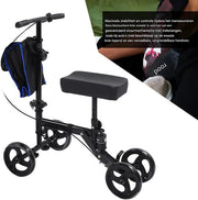 Knie step - Knie steun - Revalidatie fiets - Bestuurbaar en Verstelbaar - Zwart