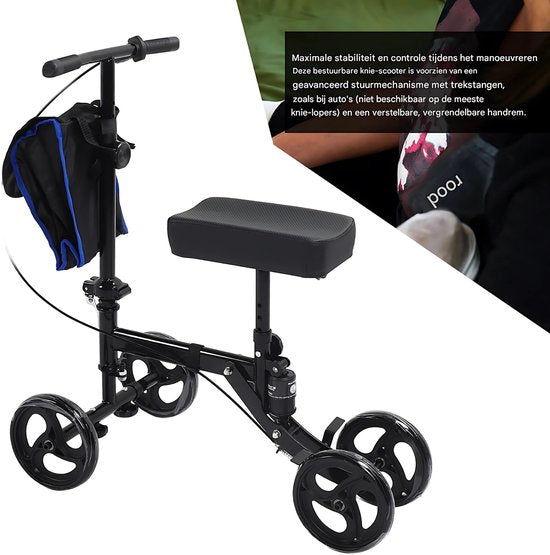 Knie step - Knie steun - Revalidatie fiets - Bestuurbaar en Verstelbaar - Zwart