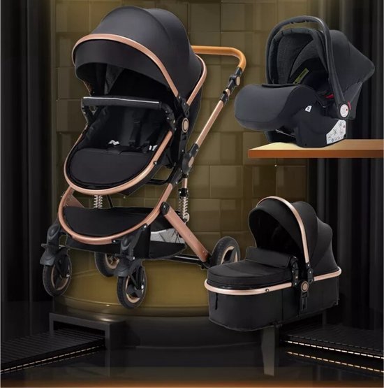 Happyment 3 in 1 Kinderwagen - Buggy - Wandelwagen Baby - Reisbuggy - Reis Buggy - Plooibuggy - Beige