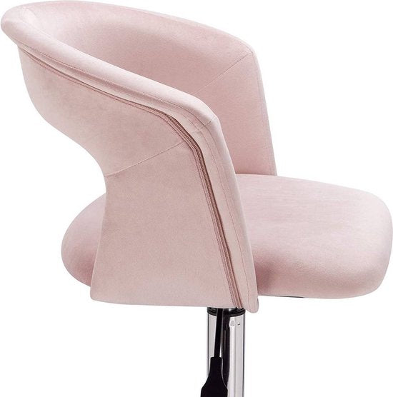 Bureaustoel - Roze Velvet - Ergonomisch - Op Wielen - Verstelbaar