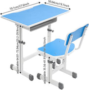 Kinderbureau met stoel - Voor kinderen - Verstelbaar bureau- en stoeltjesset - Blauw