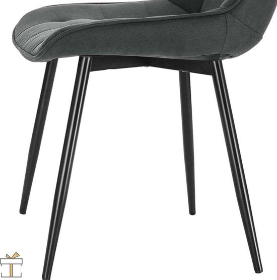 Eetkamerstoelen - Donkergrijs - Keukenstoelen - Set van 2 - Kuipstoel - Woonkamer