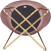 Bezoekersstoel - Roze Velvet - Metalen Poten - Deluxe - Zithoogte 44cm