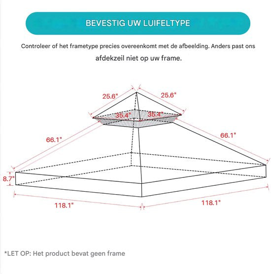 Partytent dak grijs - 3x3m doek - Tentdoek - Vervangend dak voor tent - Paviljoen - Waterdicht