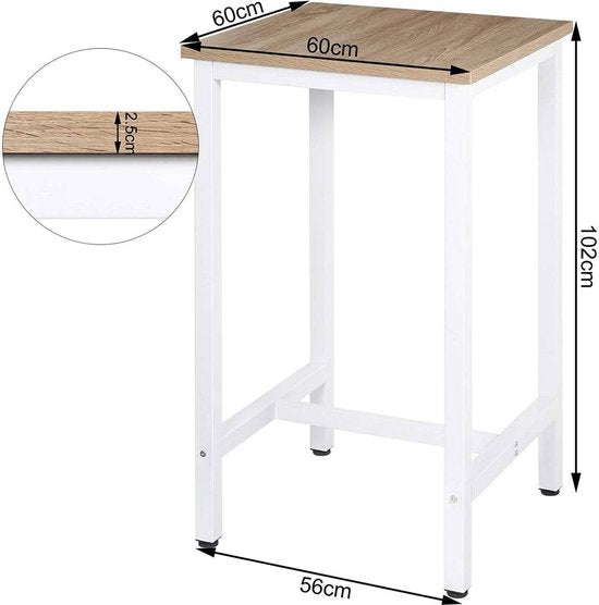 Bartafel - Licht Eiken - Vierkant - 60x60x100cm - Hout & Metaal
