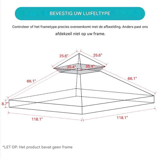Opulence Partytent dak bruin - 3x3m doek - Tentdoek - Vervangend dak voor tent - Paviljoen - Waterdicht