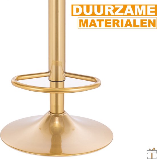 Luxe Barkruk - Velvet - Roze/goud - Zonder rugleuning - Verstelbaar - 38x(61-82)cm
