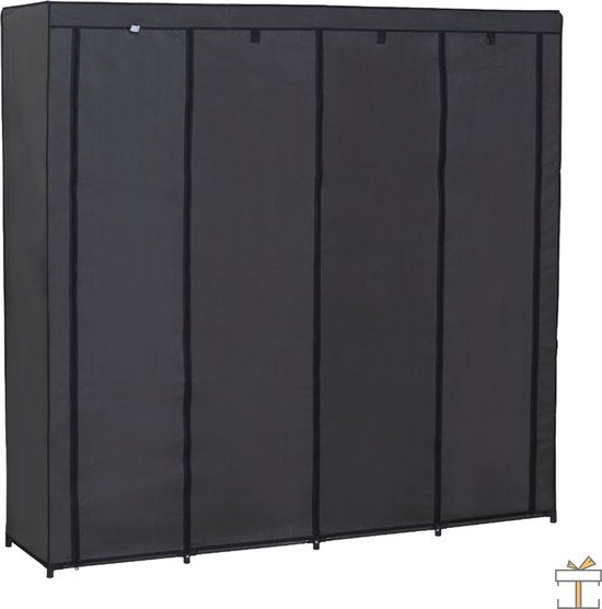 Happyment Opvouwbare Kledingkast Zuzu - Slaapkamer - Kledingrek - Garderobekast organizer - Grijs - 174X46X169cm