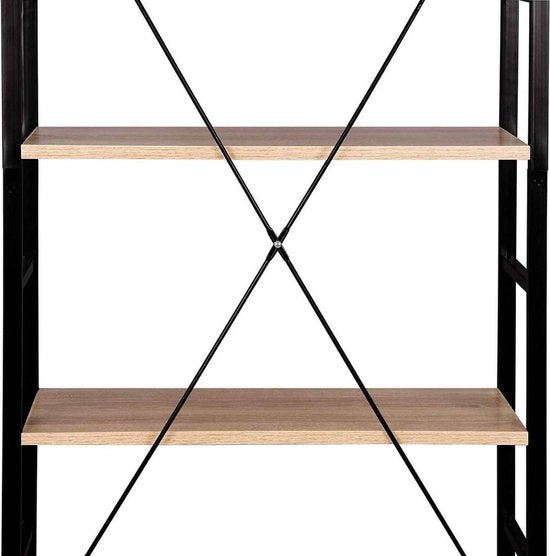 Bolt Edge Boekenkast - Industrieel - Zwart/Oak - 5 lagen - 60x28x148cm