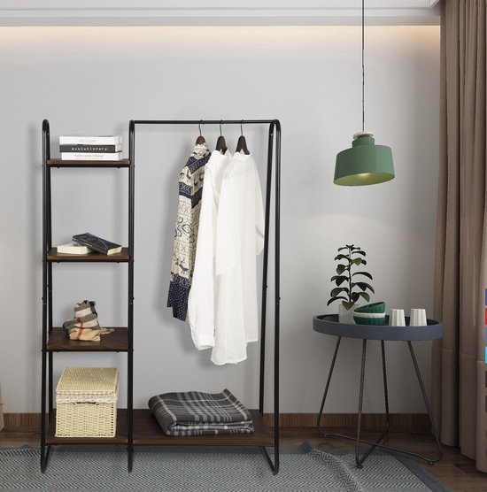 Bolt Edge Kledingrek - Bruin Hout - Met 5 Planken - Garderobekast Organizer