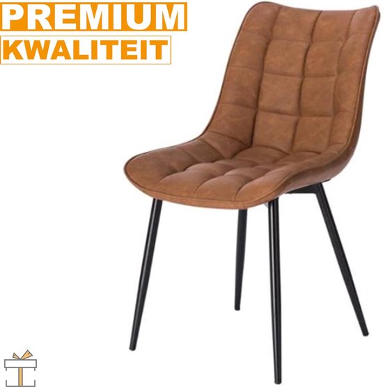 Eetkamerstoelen - Bruin - Armleuning - PU Leer - Kuipstoel - Set van 2