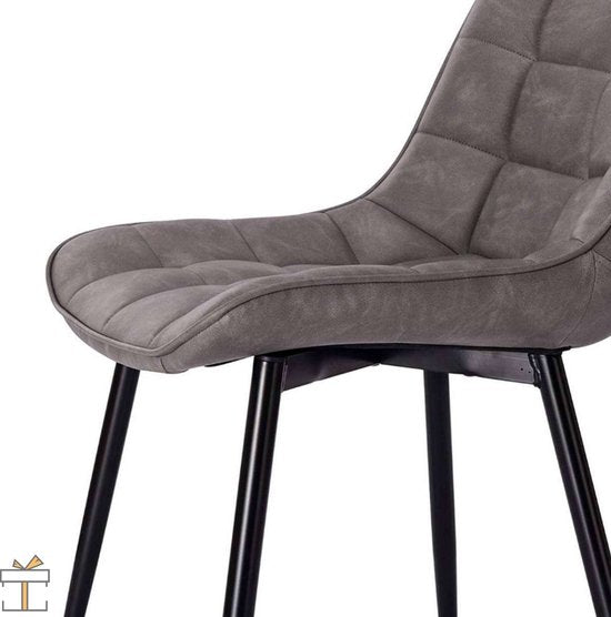 Eetkamerstoelen - Grijs - PU Leer - Kuipstoel - Fauteuil - Set van 2 - Keuken