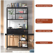 Boekenkast XL Milano - 4 Lades - Boekenrek - Woonkamer, slaapkamer en kinderkamer - Hout - 180x90cm