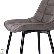 Happyment Luxe Eetkamerstoelen - Grijs - Fauteuils met armleuning - Woonkamerstoelen - Keukenstoelen - Kuipstoel - PU leer - Set van 2
