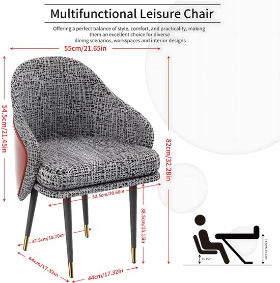 Moderne Eetkamerstoelen Milano - Set van 2 - Met Hoge Dichtheid Sponsschuim - Elegante Keuken- of Restaurantstoel - Lounge - Reddisch bruin