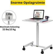 Happyment Zit Sta Bureau - Laptop Bureau - Zit Bureau - In Hoogte Verstelbaar - Wit