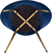 Luxe Velvet Stoel - Blauw - Eetkamerstoel - Met armleuning - Vergaderstoel - Gouden Metalen poten - Set van 1 - Zithoogte 47cm
