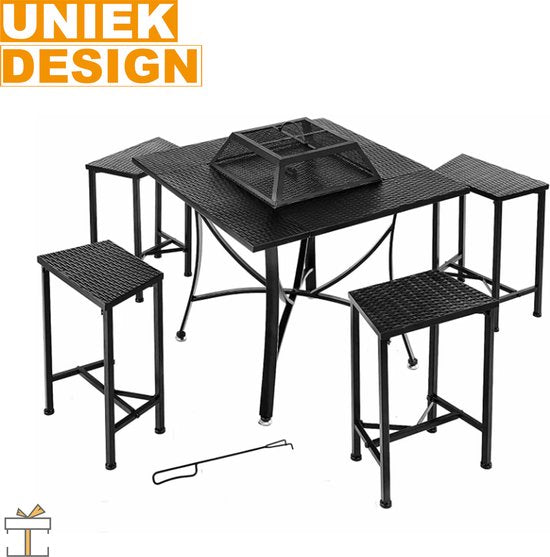 Happyment BBQ tafel - 2in1 - Tuintafel en barbecue - Vuurkorf of ijsbak - Buitentafel