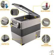 Happyment Koelbox deluxe 45L - Vriezer en koelkast -Elektrisch - Camping - Auto, vrachtwagen - DC 12V/24V - AC 100V/240V - Koelt en verwarmt