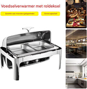 Buffetverwarmer - Chafing dish - Buffetwarmer - Warmhoudplaat - Warmhoudbakken - Voor Feesten en Catering - Roestvrijstaal - Met Verwijderbare Wastafels, 220 lb Capaciteit