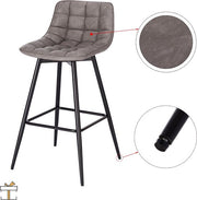 Leren Barkrukken - Grijs - Rugleuning - Industrieel - 43x35x88cm - Set van 2