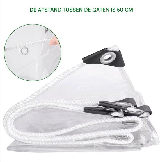 Transparant PVC-zeildoek Opulence - Waterdicht - Met oogjes - Weerbestendig - Zeil voor tuinmeubels of veranda - 300x500cm