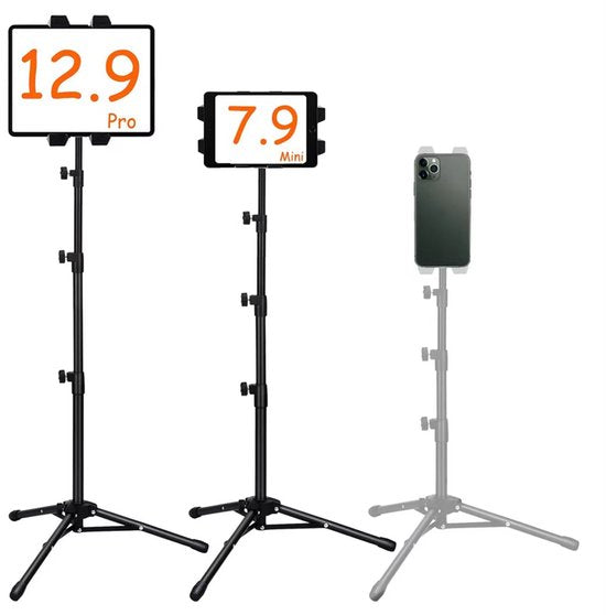 Tablet & Telefoon Statief Vaylen - Universeel voor 4.7-12.9 Inch - Vloerstandaard - Verstelbaar - Staande beugel