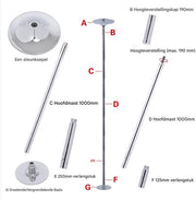 Paaldans paal - Dance pole - Strippaal - Danspaal - Paaldanspaal - 45 mm - Verstelbaar - Trainingspaal - Van 2,35 m tot 2,74 m