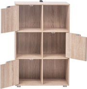 Happyment Boekenkast Jita - Industrieel - 6 Vakken - Oak - 3 Deuren - Boekenrek - Woonkamer, slaapkamer en kinderkamer - Hout