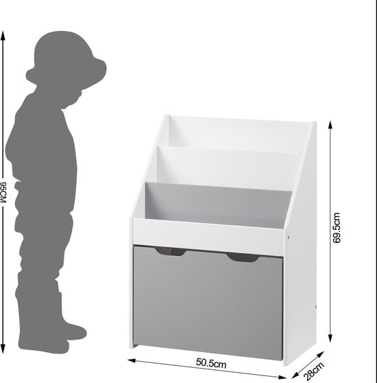 Happyment Boekenkast Servio - Voor speelkamer - Voor kinderen - Wit - Opbergkast - Huis vorm - Speelgoedkast kind - Kinderkamer - Boekenrek - Hout